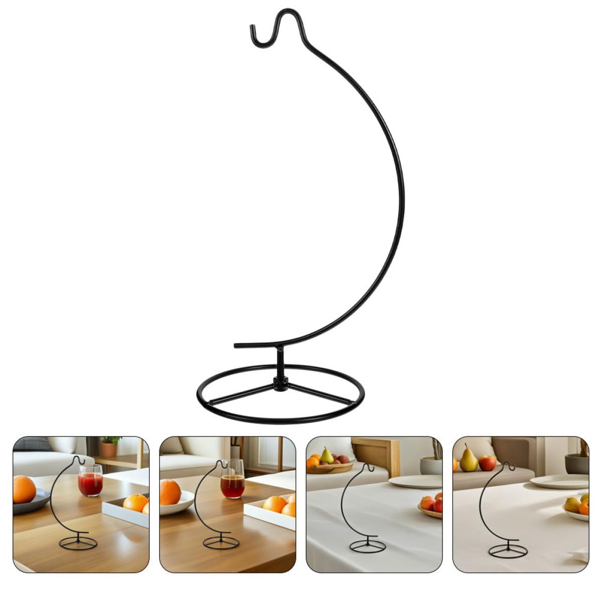 OKUMEYR 2pcs Moon Shaped Iron Hanging Stand Flower Pot Bracket Wire Hook for Air Plant Terrarium Glass Globe Ornament Display Holder Home Decoration