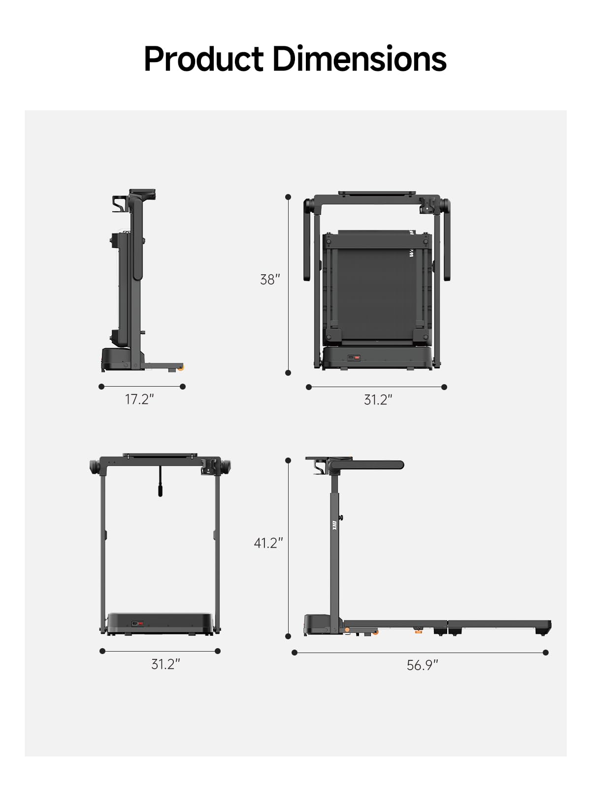WALKINGPAD MX10 Folding Treadmills for Home, Smart Vertical Fold, LED Display with Adjustable Height Handles