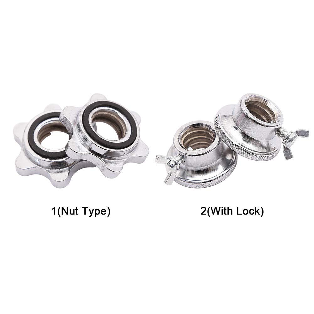 CALIDAKA 2pcs Standard Barbell Spin-Lock Collars Screw Clamps 0.91" Diameter Rubber Steel Anti-Slip Spin-Lock Collars for Dumbell Weight Lifting