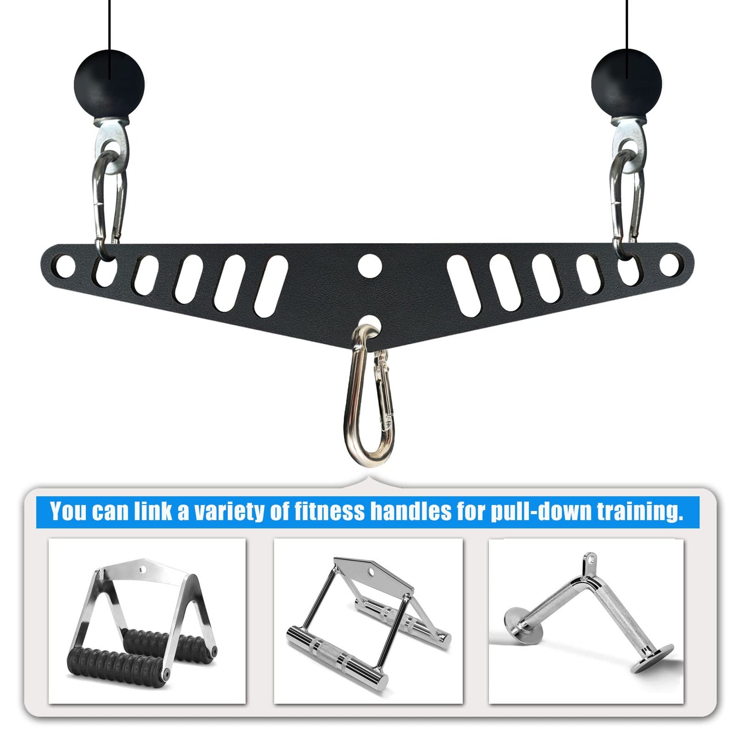 Multi-Grip Lat Pull Down Bar for Home Gym Fitness, Spreader Plate Lat Pulldown Attachments for Pulley System Cable Machine, Fit for Double or Single Exercise Handle (Multi Hole Bar 1)