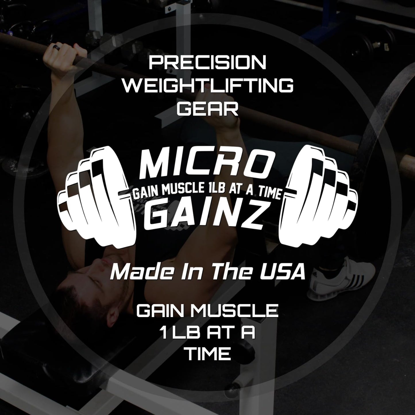 Micro Gainz Olympic Fractional Weight Plates Set, 10 Piece Olympic Weight Plates Set with Bag, Designed for Olympic Barbells for Strength Training and Micro Loading, Made in USA (Black)