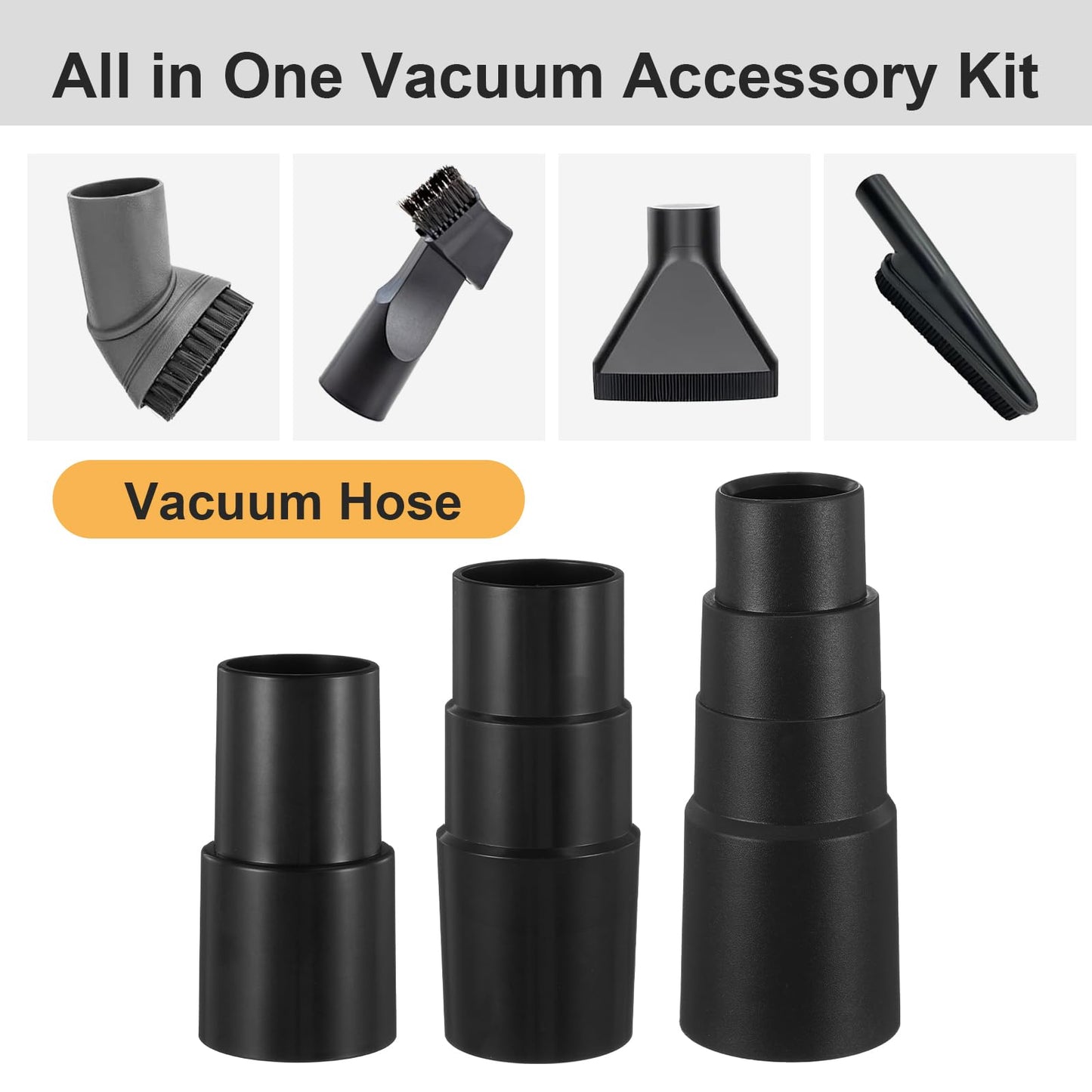 WJIAAA 3pcs Vacuum Hose Adapter, 1-1/2" to 1-3/8" to 1-1/4" ,1" to 1-1/8" to 1-3/8" to 1-5/8" Universal Vacuum Attachments Wet Dry Vac Cleaner Extractor Kit Extractor Attachment