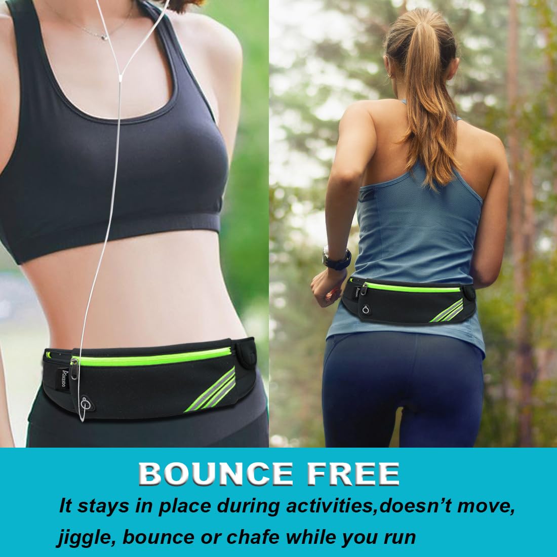 Slim Running Belt Fanny Pack,Waist Pack Bag for Hiking Cycling Workout,Reflective Runners Belt Jogging Pouch,Travelling Money Phone Holder for Running Gear Accessories