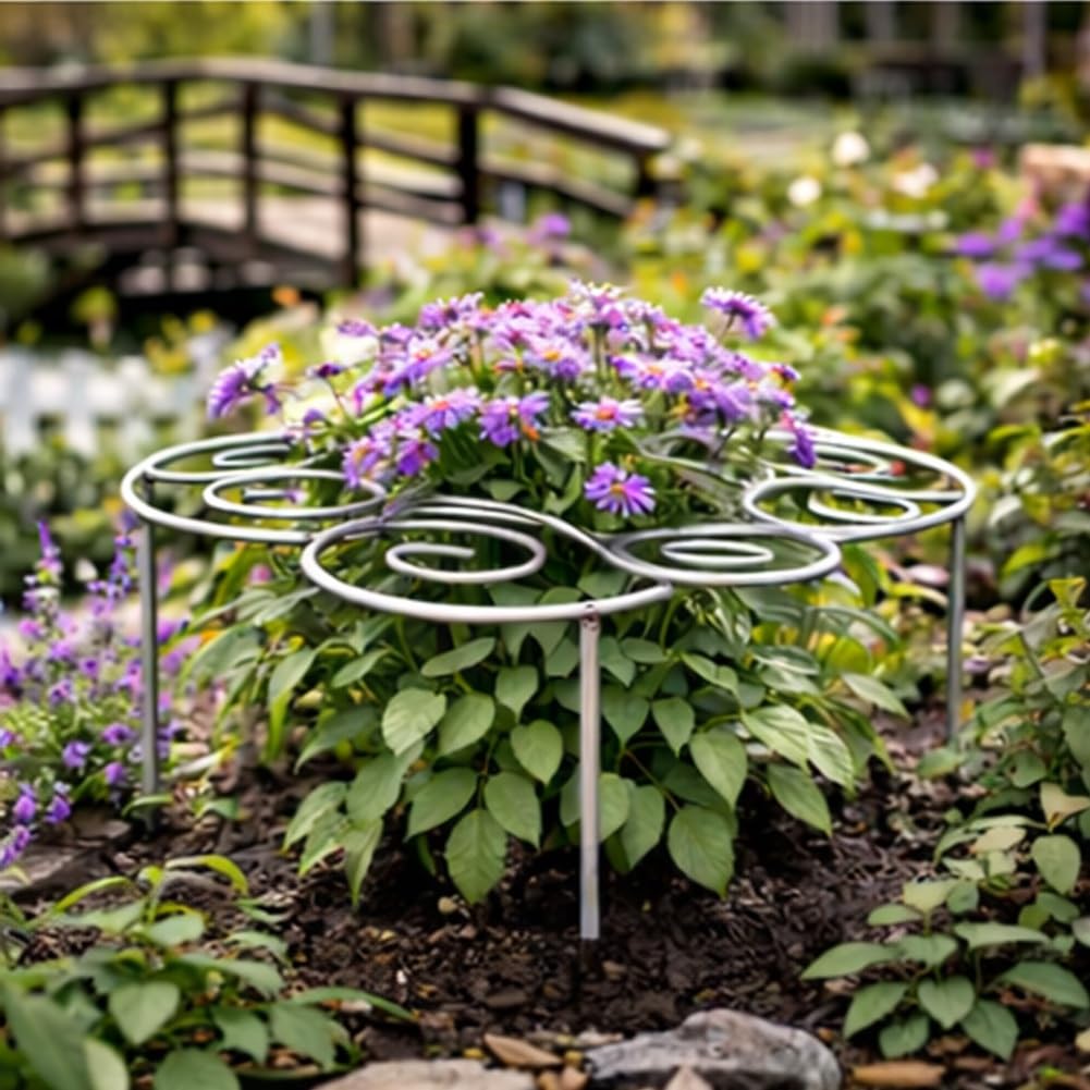 Metal Plant Support Ring for Garden, Peony Cage Stand, Indoor Pots, Flower Hoop, Decorative Grow Through Rings, Stackable Houseplant Stake, Dahlia Cage, Outdoor Orchid Clip(1PC,Small)