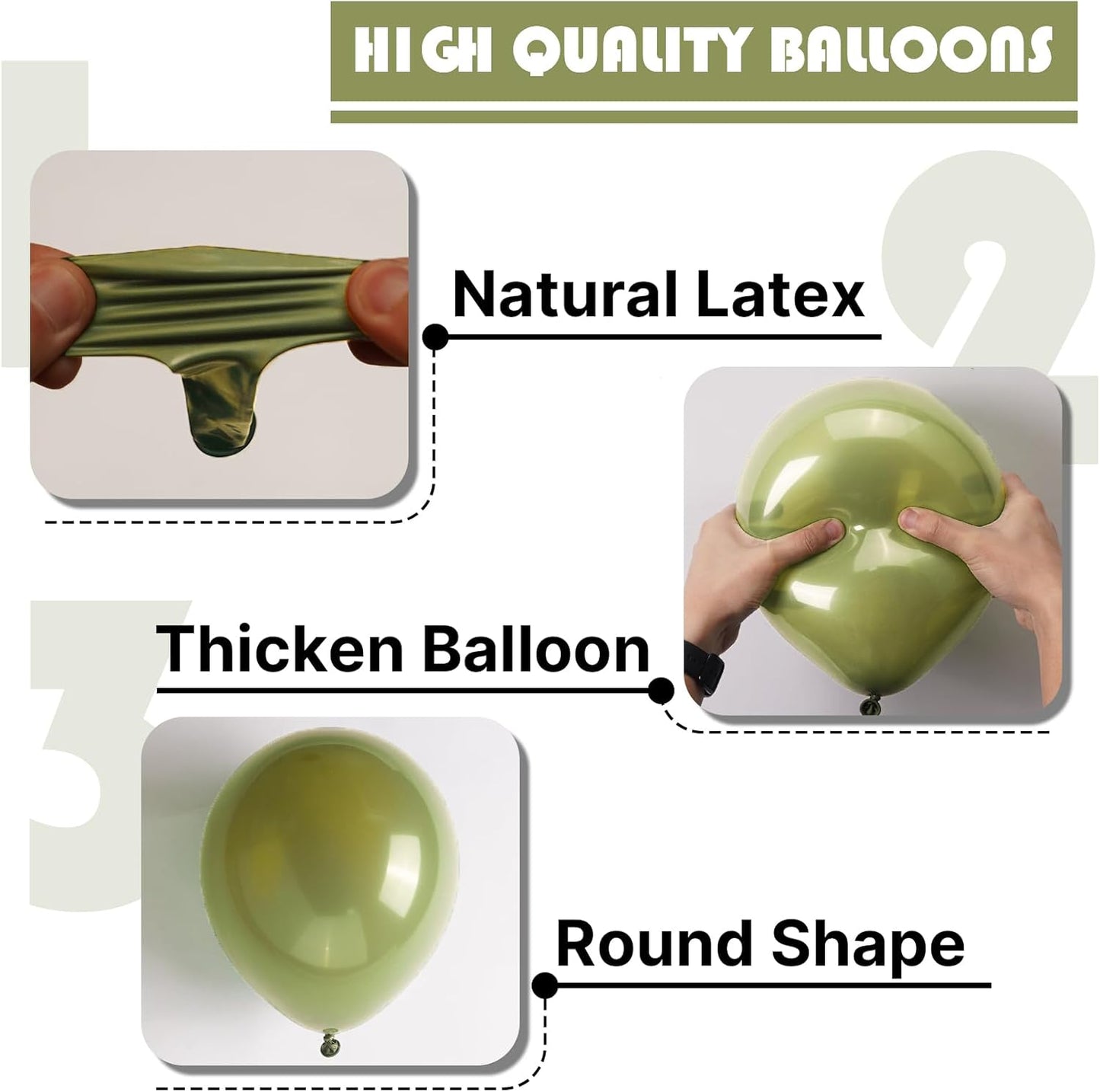 PartyWoo Sage Green Balloons - 140-Piece Latex Balloon Arch Kit | 18", 12", 10", 5" Sizes for Weddings & Birthdays