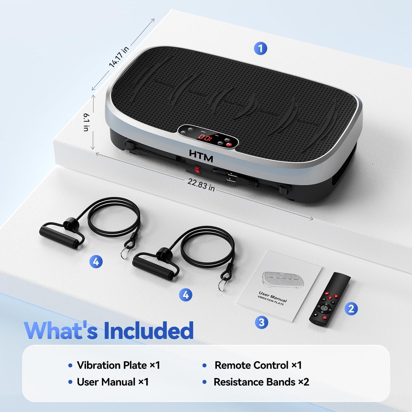 HTM Curved Vibration Plate Exercise Machine, Whole Body Shake Plate with 150W Motor & Resistance Band, 330lbs Weight Capacity, 120 Speeds, Low Noise Vibration Board for Weight Loss, Home Fitness