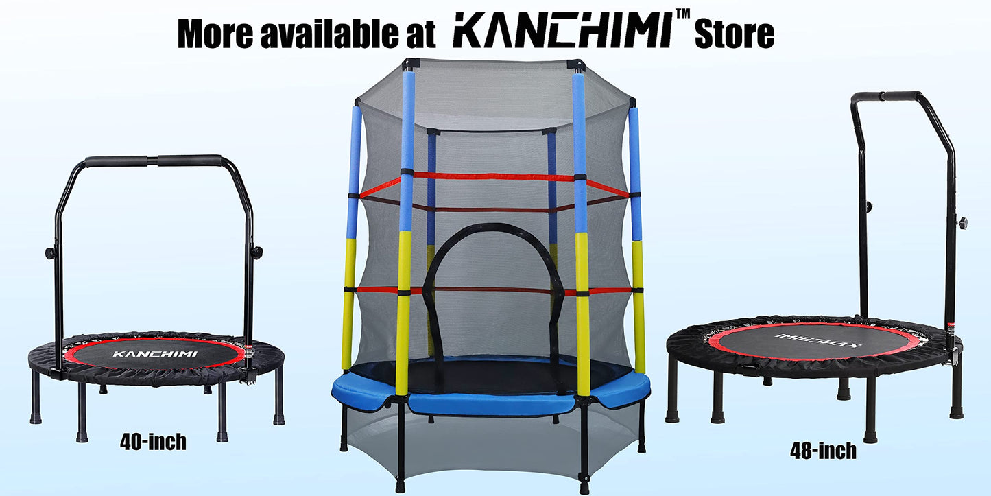 Kanchimi 40" Folding Mini Fitness Indoor Exercise Workout Rebounder Trampoline with Handle, Max Load 330lbs(Blue