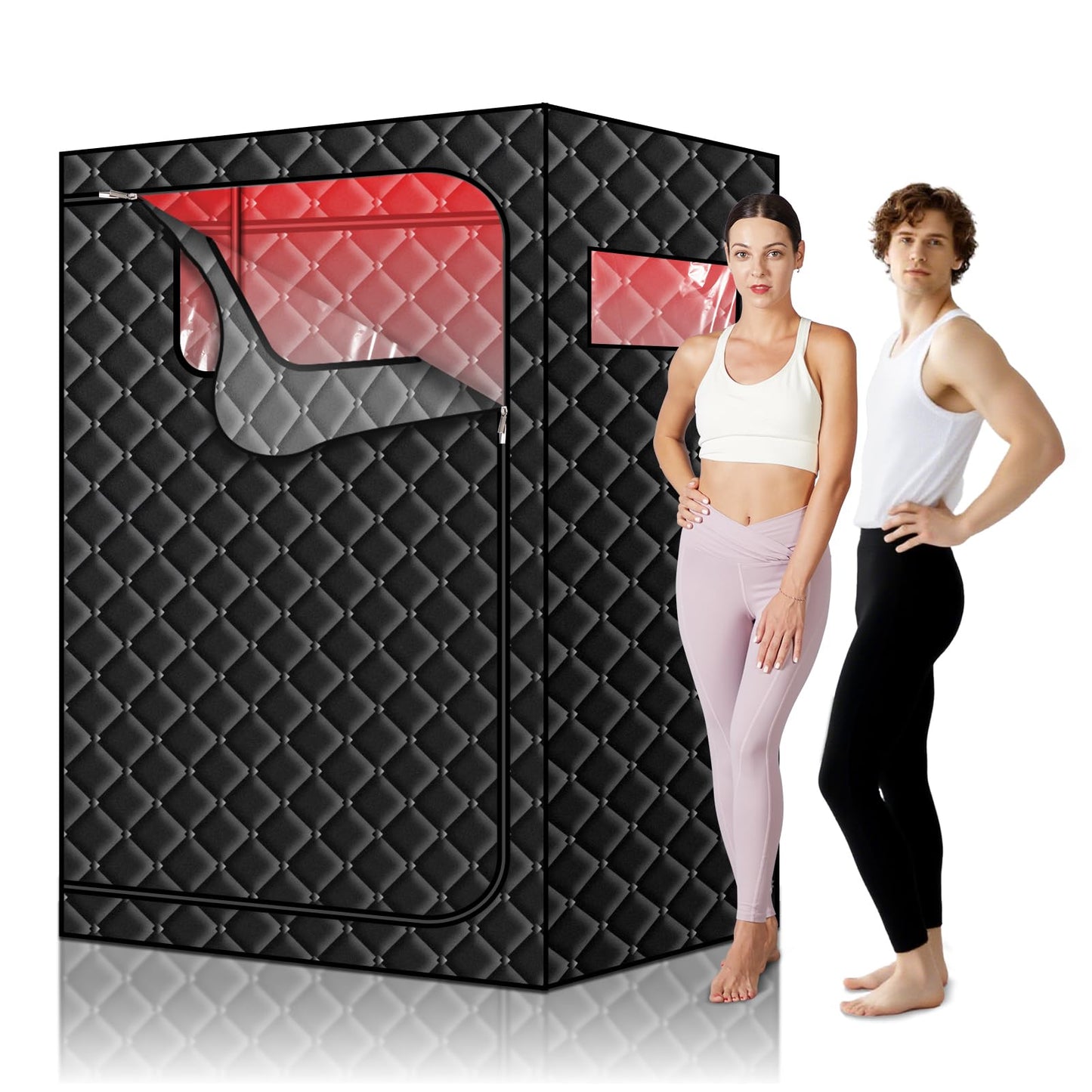 TaTalife Upgraded Hot Air Sauna, 1 or 2 Person Sauna Tent, 1500W & 159°F Portable Dry Wind Saunas, with 660nm Red Light, 2 Folding Chairs, X-Large Full Size Indoor SPA Tent for Body Recovery(110V)