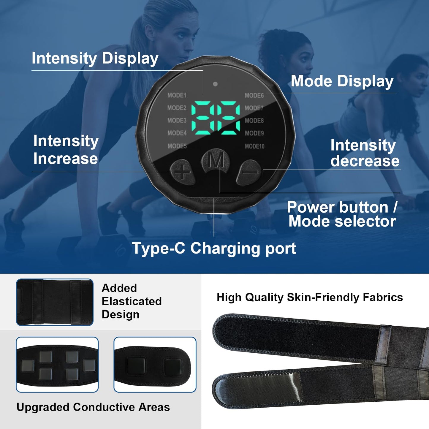 Ab Stimulator Muscle Toner,Abs Muscle Stimulator Abdominal Toning Fitness Belt for Men and Women Black