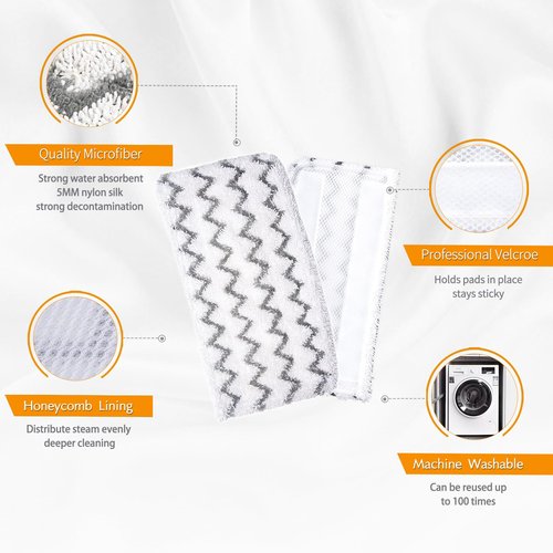 klaqian 4 Pack Steam Mop Pads for Shark S1000 S1000A S1000C S1000WM S1001C Replacement Steamer Mop Pads ,Washable Microfiber Mop Pads for All Hard Floors