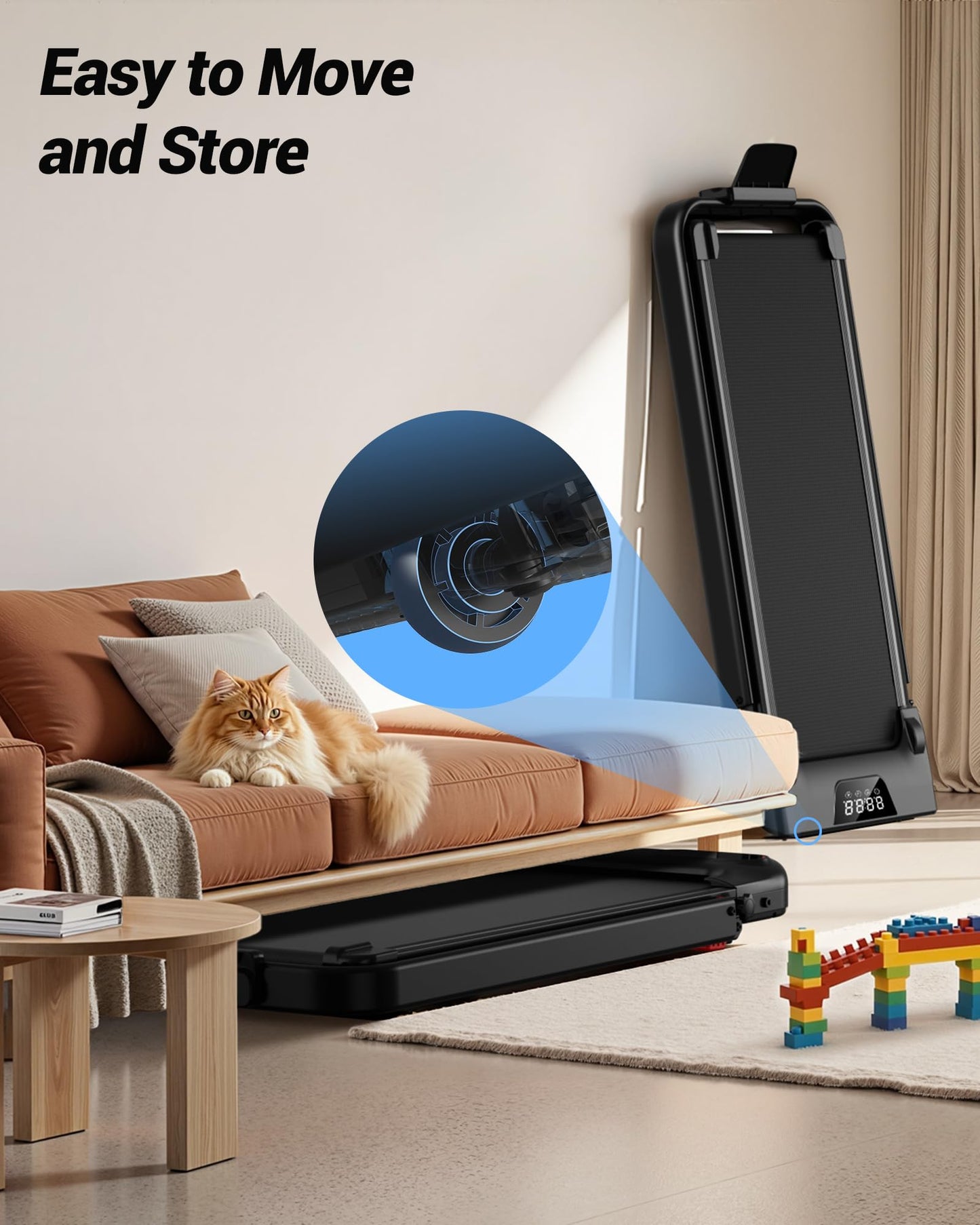 3-in-1 Walking Pad with 15% Incline 2.5HP Foldable Walking Pad Treadmill Under Desk 0.6-6.2MPH Compact Small Treadmills for Home 300LBS with Romote Control