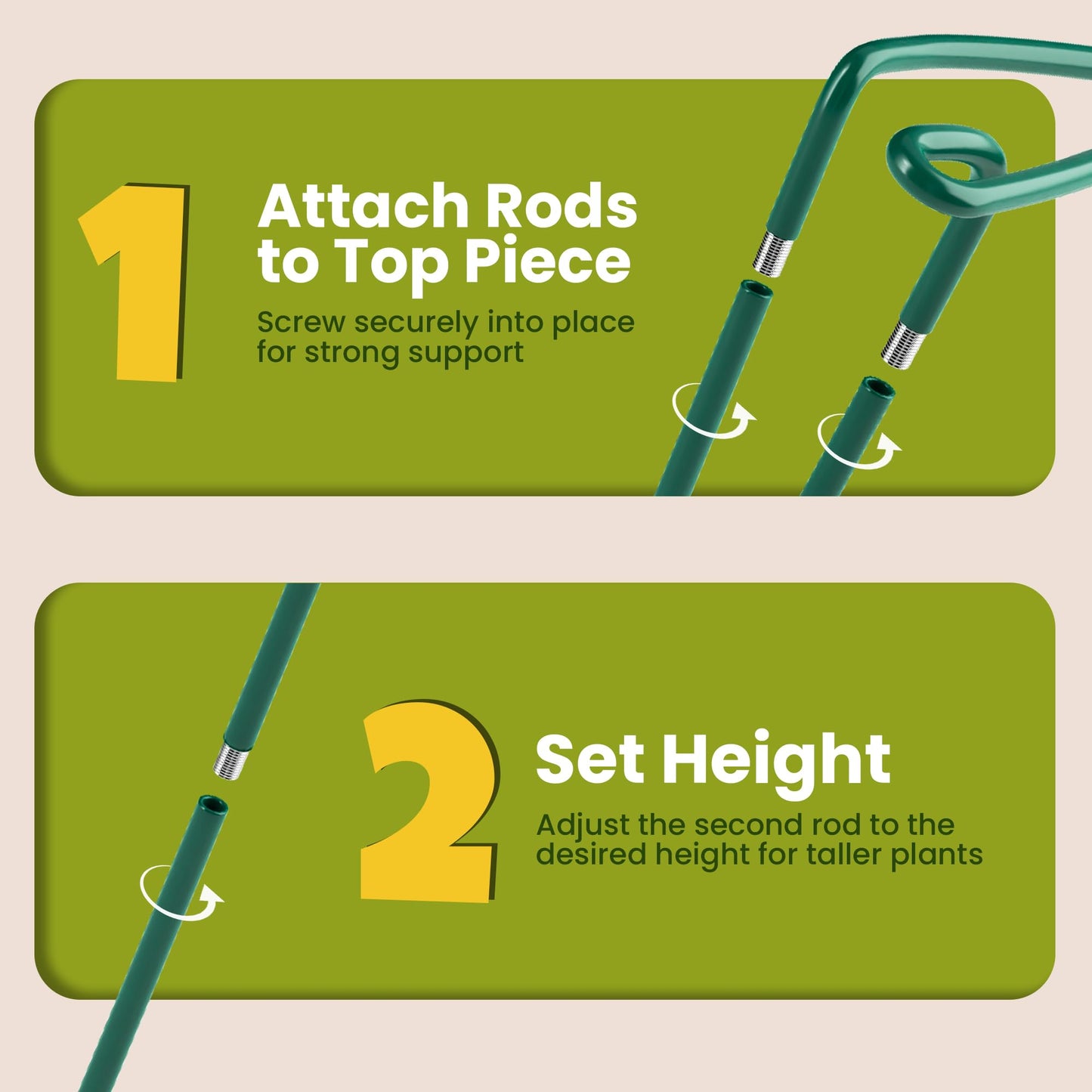 12 Pack Plant Support Stakes – Tall Plant Stakes for Indoor and Outdoor Gardens - Peony Cages and Supports - Cage Rings for Potted Flowers, Peony, Hydrangea, and Rose Bush (10" W x 16" - 24" H)