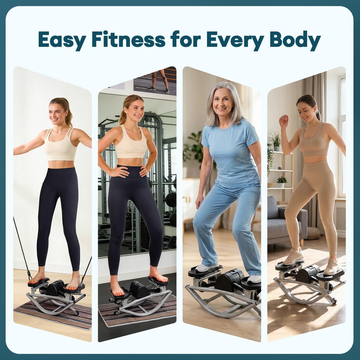 Rock Fitness Stepper, Lateral Step Rocker Side to Side for Exercise at Home with Resistance Bands & Non-Slip Mat - Exercise Step Balance Board Workout Machine for Home Apartment Dormitory