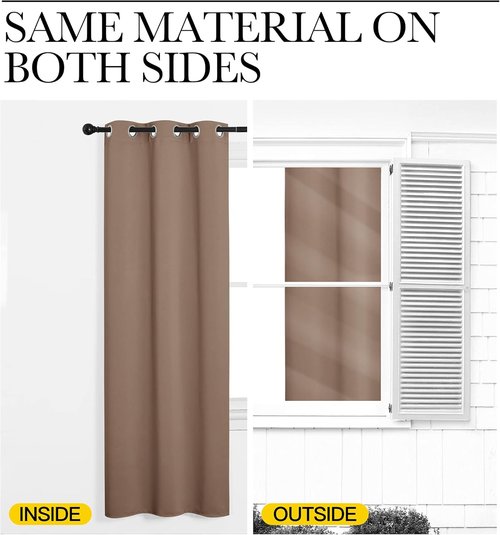 NICETOWN Blackout Curtains - Thermal Insulated Drapes, Set of 2, 55" x 102", Cappuccino Color