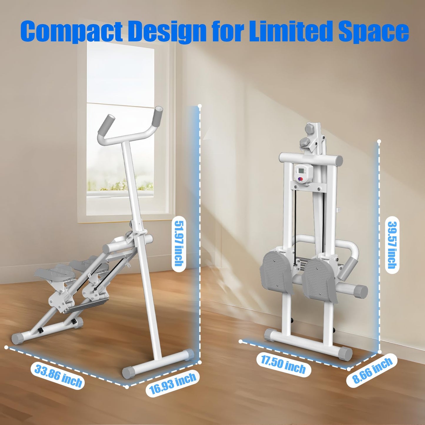 YYJO Stair Stepper for Home, 3 Adjustable Resistance, Stepper with Handlebar Foldable Stepper Vertical Climber Cardio Exercise Machine White