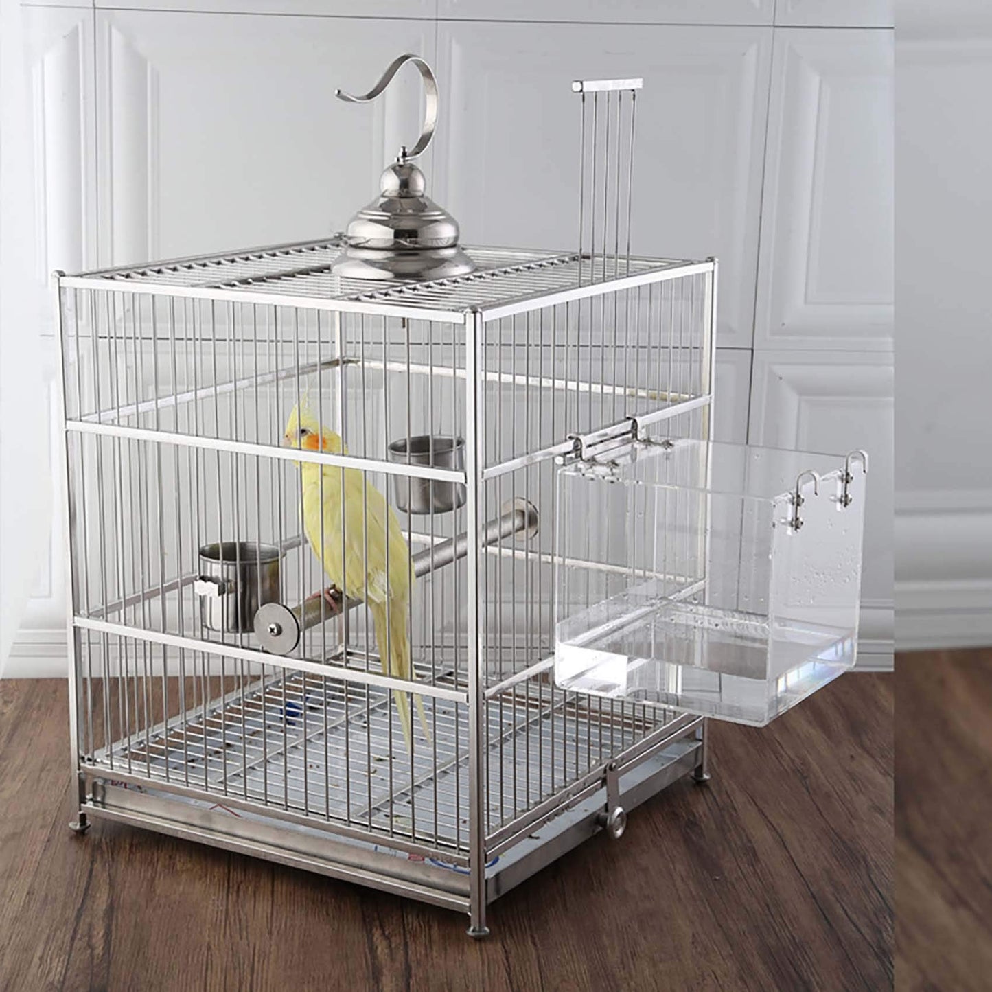Bird Bath Cage, Cleaning Pet Supplies Cockatiel Bird Bathtub with Hanging Hooks for Little Bird Parrots Spacious Parakeets Portable Shower for Most Birdcage