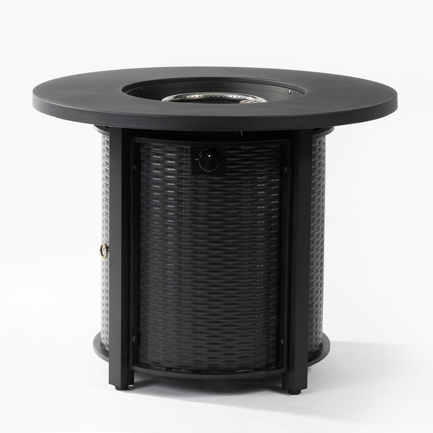 32'' Round Gas Fire Pit, 50,000 BTU Steel Outdoor Fire Tables, Fire Table with Lid, Add Warmth & Ambience to Gatherings and Parties On Patio Deck Garden Backyard, Black.