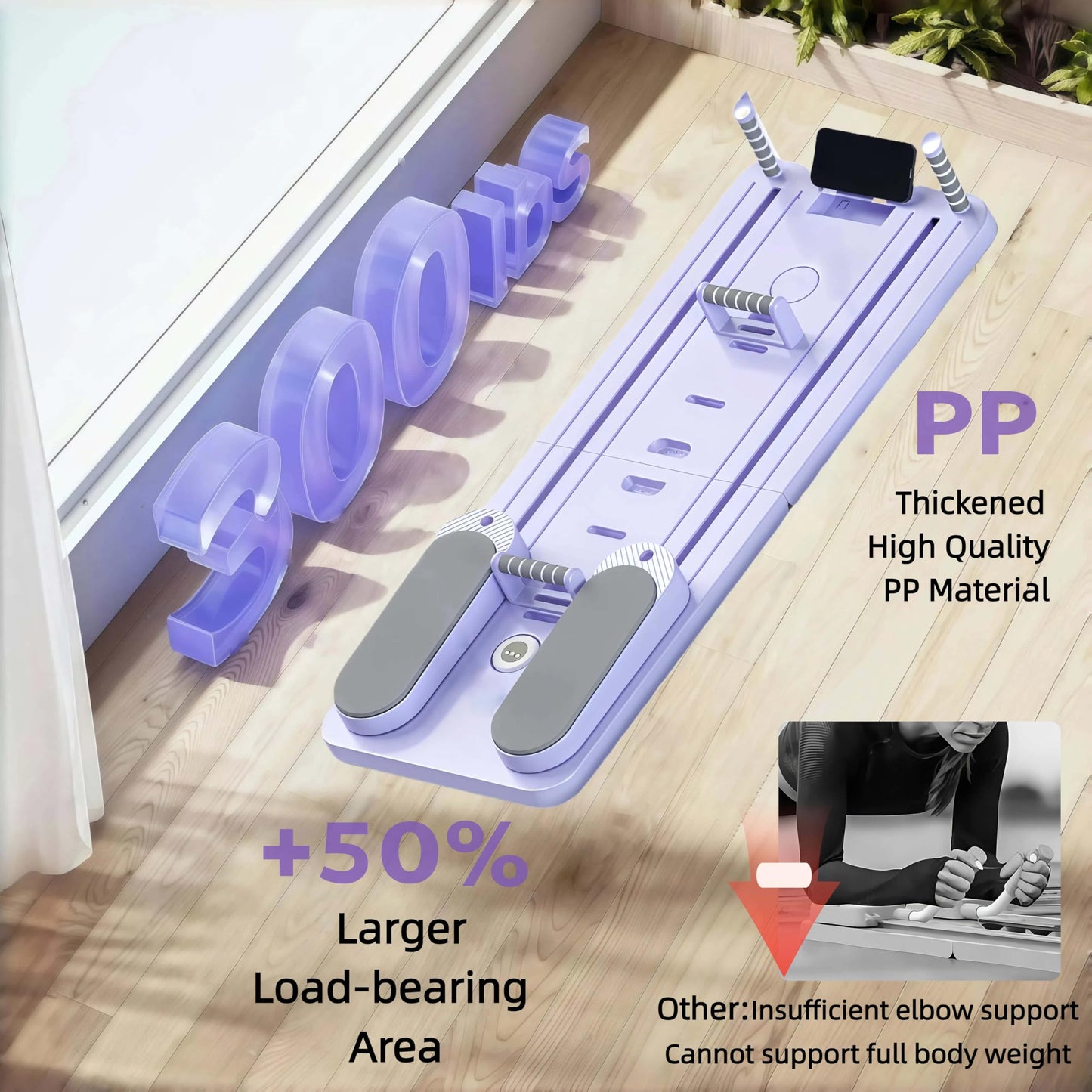CroyVine Pilates Board-Pilates Reformer Board,Multi-Purpose Portable Pilates Reformer Machine Home Pilates Kit for Home Workout,Fitness, Exercise,Abs,Core Equipment