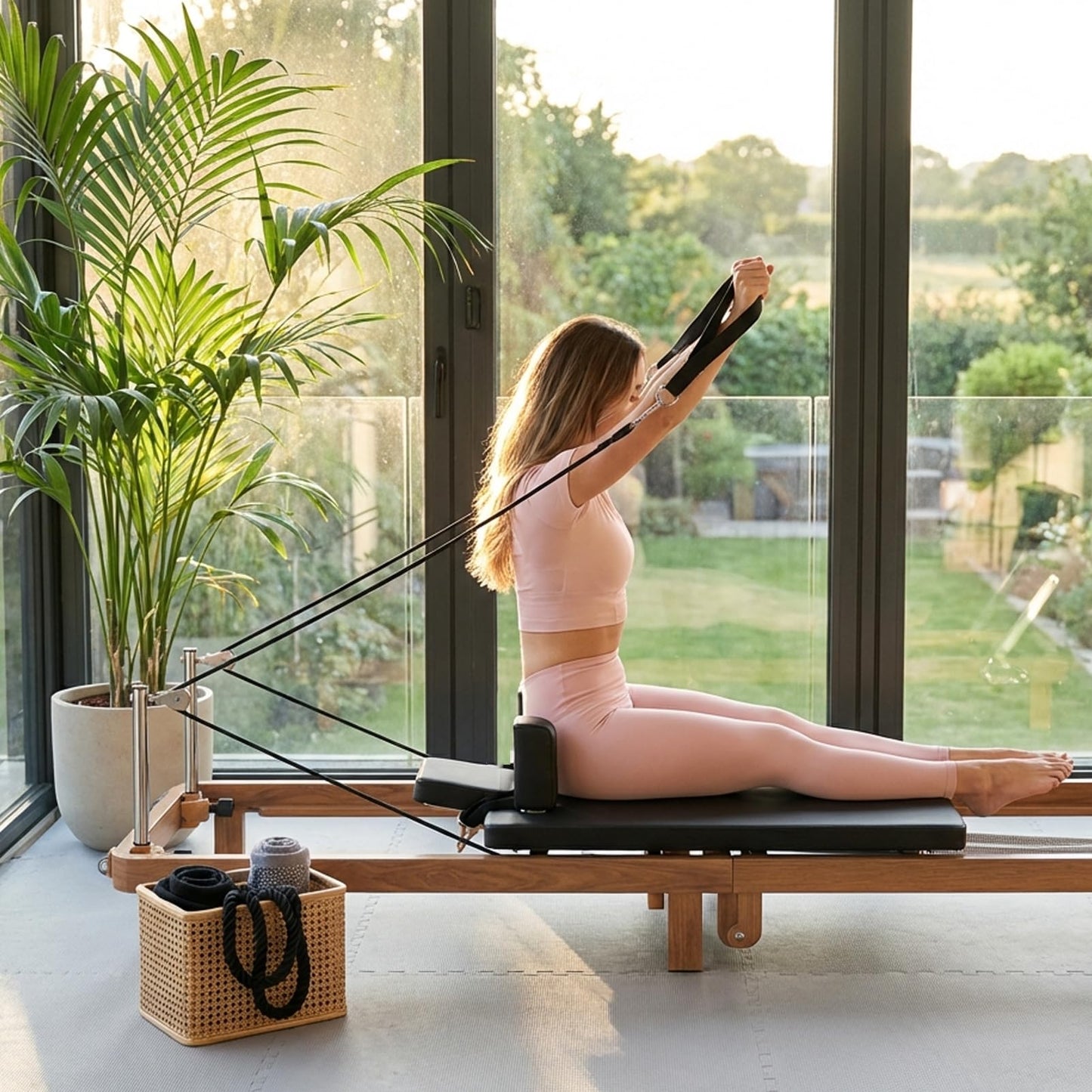 Pilates Reformer for Home Use, Pro Foldable Machine with Jumpboard | Dual Resistance System (Springs + Latex Bands 20-150 lbs) | 88-Inch Space-Saving Home Gym Equipment for Full Body Workout