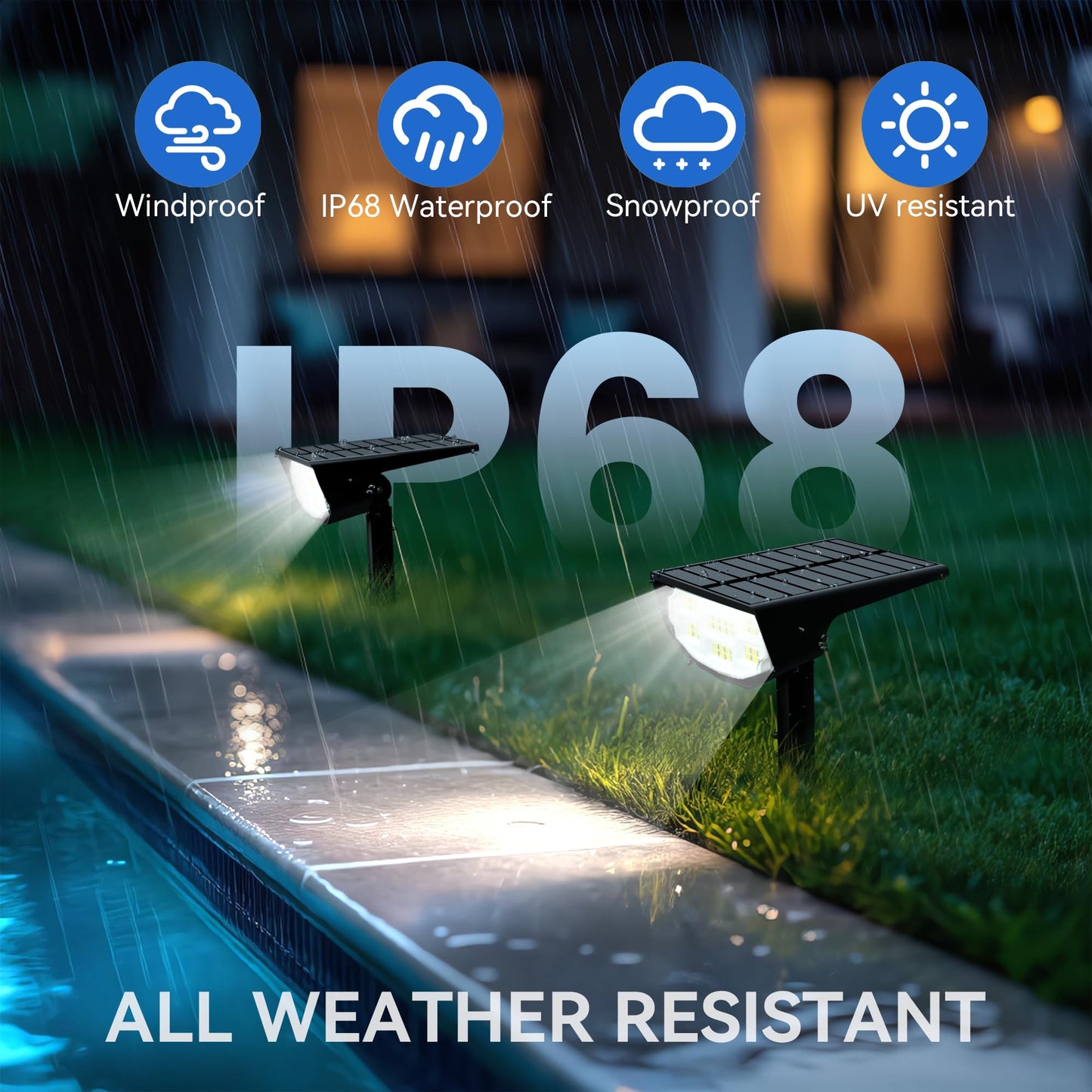 LuViva Solar Spot Lights Outdoor IP68 Waterproof, Ultra-Bright Performance,Simple Modes for Easier Operation, Auto On/Off,Solar Powered Landscape Lights for Garden, Yard, Pathway (Cool White, 4 Pack)