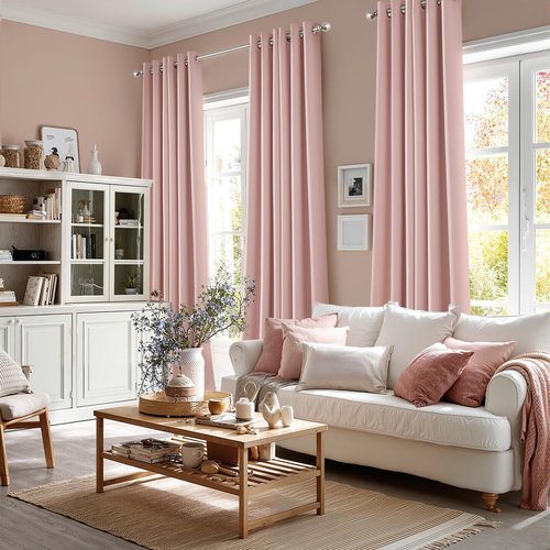 MIULEE Baby Pink Blackout Curtains - Thermal Insulated Room Darkening Drapes | 96-Inch Grommet Top, 2 Panels