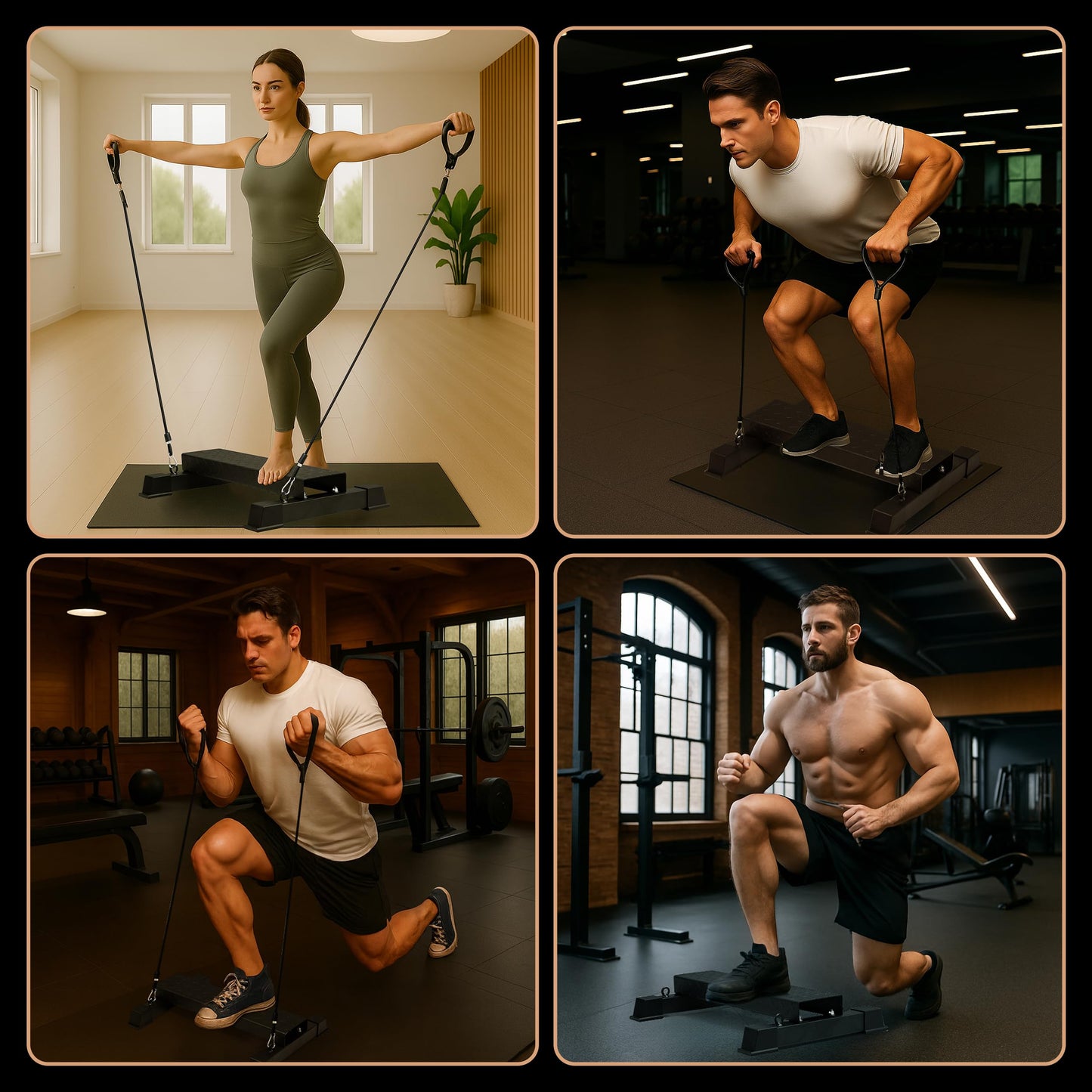 TanverOK 4-in-1 Calf Raise Machine with Black-High Elastic Bands - 4.61" Extra High Heavy Duty Steel Calf Trainer, Squat Wedge Board & Adjustable Resistance Home Gym Equipment with Anti-Slip Design