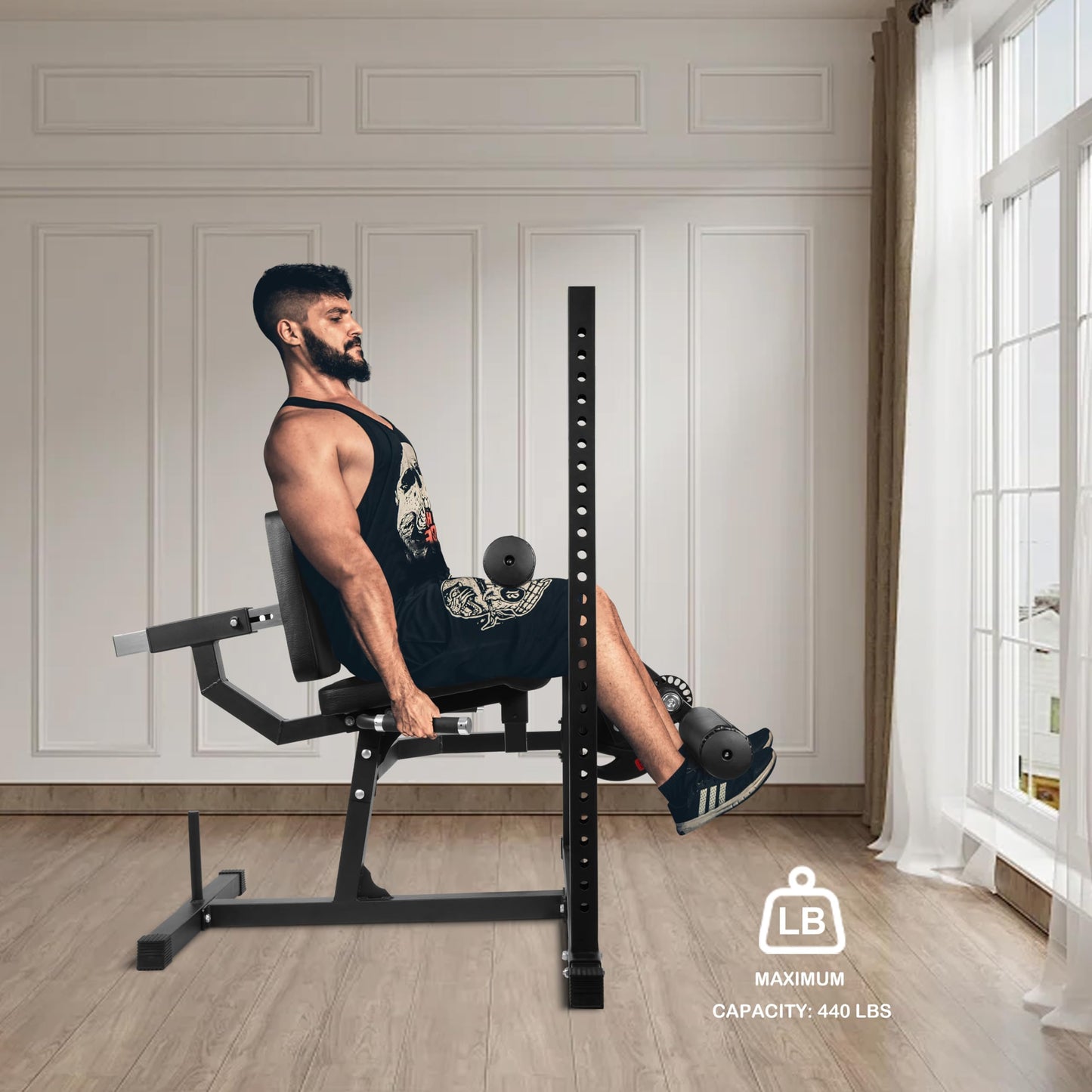 Fitvids Leg Extension and Curl Machine, Lower Body Special Leg Machine, Adjustable Leg Curl Workout Exercise Bench with Squat Rack, Leg Workout Equipment Home Gym Weight Machine