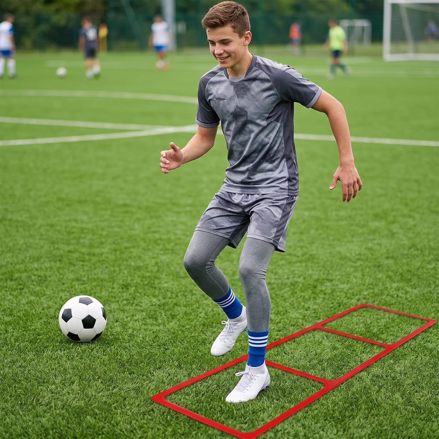 One-Piece Silicone Agile Ladder 1 PC Suitable for Sports & Fitness Step Training Soccer Footwork practice Street Dance Step Training Auxiliary Kit for Various Indoor and Outdoor Floor Areas (Blue)