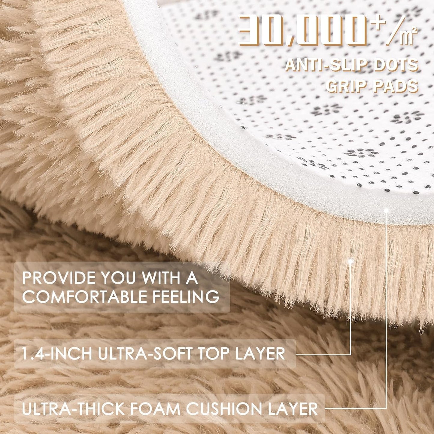 OLANLY Large Area Rug - Soft Fluffy Shaggy Indoor Carpet for Living Room & Bedroom | 6x11 ft, Beige