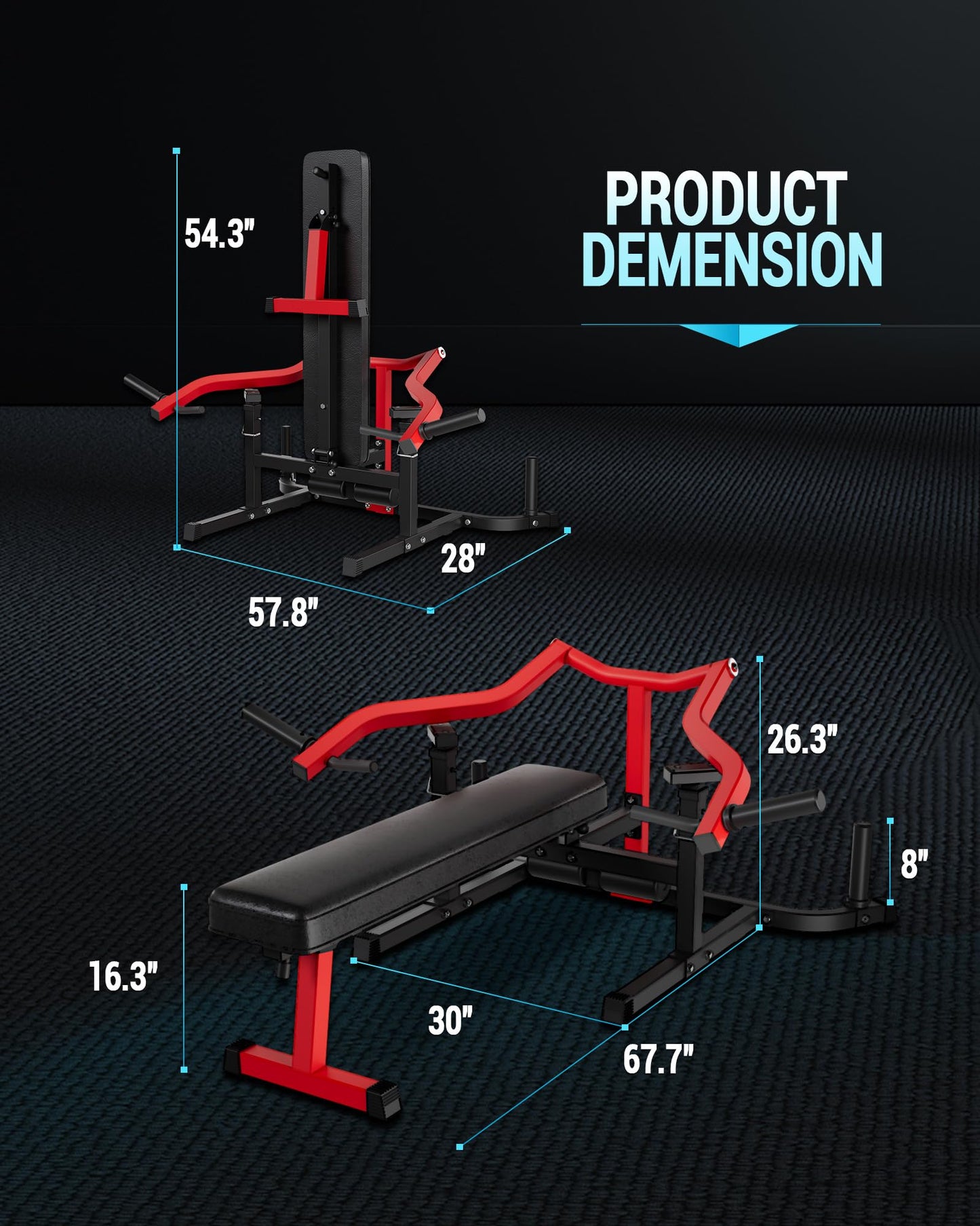 COZONY Versatile 3-in-1 Chest Press Bench – Adjustable Flat/Incline/Decline Strength Machine with Independent Converging Arms, Ideal for Home Gym Full Body Workouts – Red and Black