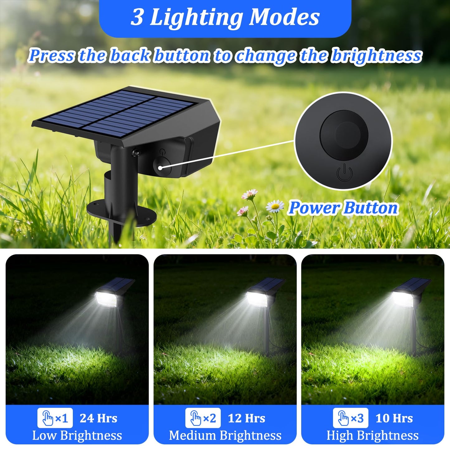 Sucolite 8-Pack Solar Spot Lights Outdoor Waterproof IP65, 3 Lighting Modes 2-in-1 Solar Landscape Spotlights for Yard, 59 LED Solar Powered Wall Lights for Garden Pathway Driveway Walkway, Cool White