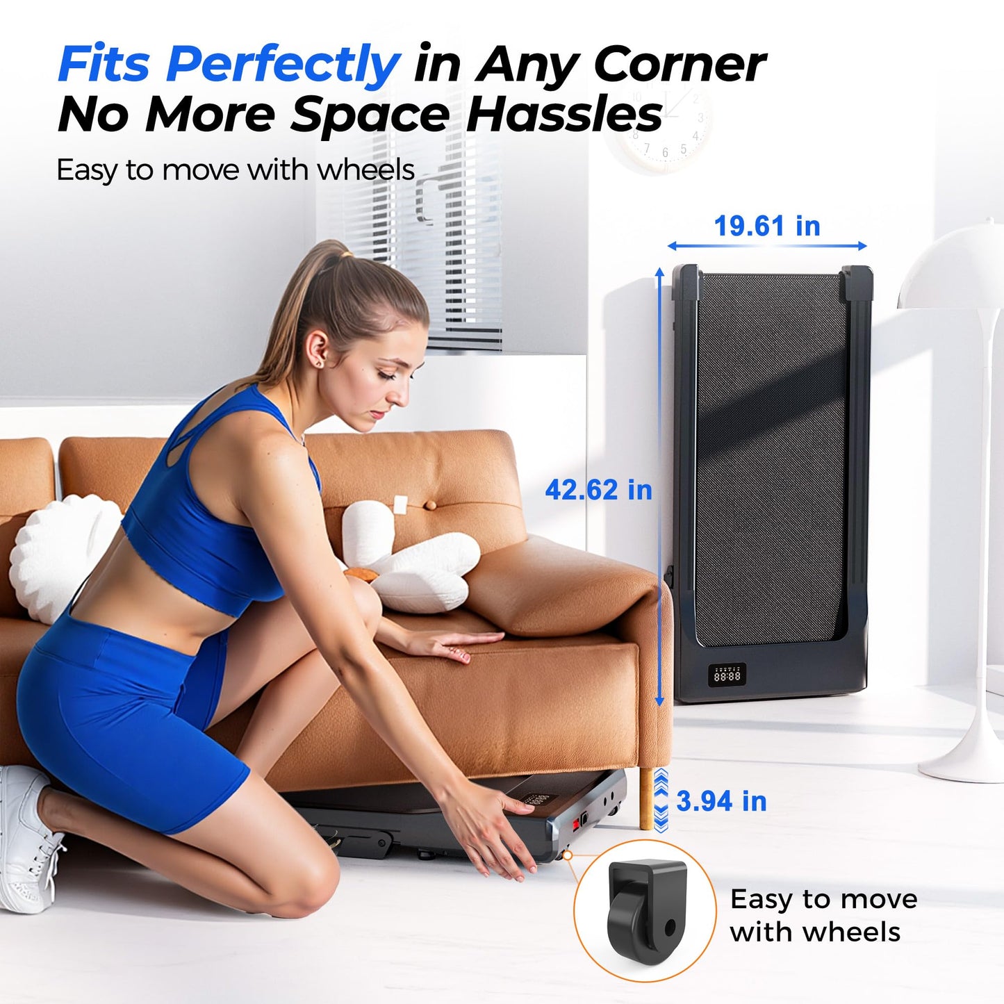 SupeRun Walking Pad with Incline, Under Desk Treadmill, 3 in 1 Portable Treadmills for Home with Remote Control LED Display, 2.5 HP Quiet Mini Treadmill for Office Home Use, 300 Lbs Capacity