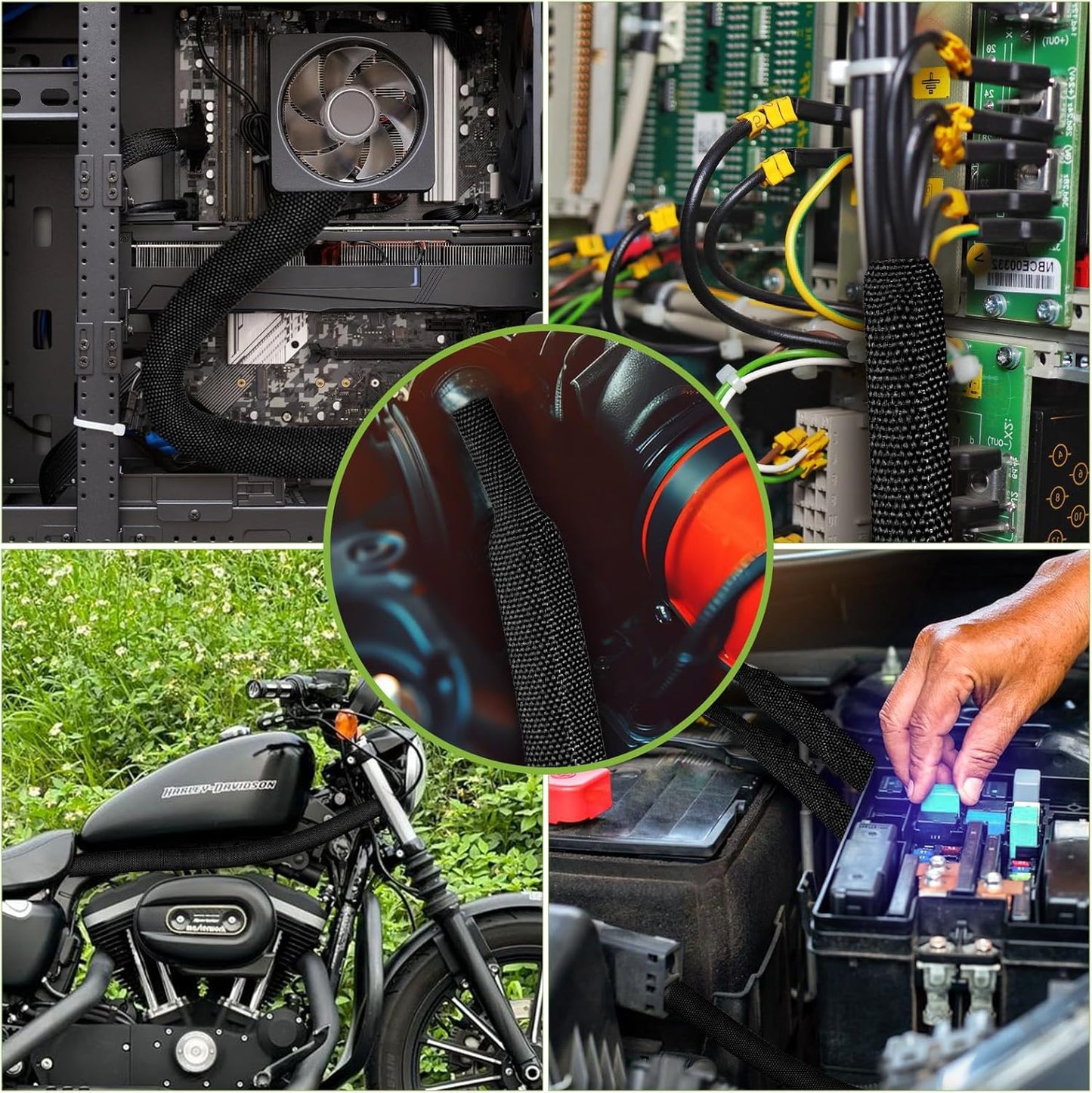 Tsmhisd 2:1Heat (1/2"-12ft) Shrink Wire Loom Braided Cable Sleeves,Heat Resistant Fabric Woven Shrink Tubing Wiring