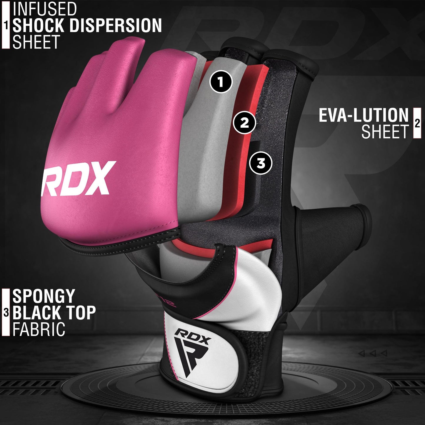 RDX MMA Gloves Grappling Sparring, Maya Hide Leather, Boxing Gloves Men Women Muay Thai Martial Arts Training, Half Finger Adjustable Mitts Wrist Support Kickboxing Cage Fighting Punching Bag Workout