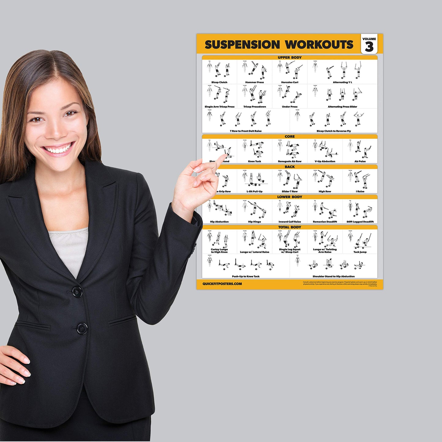Palace Learning 4 Pack - Suspension Workout Posters Volume 1, 2 & 3 + Bodyweight Exercise Chart - Set of 4 Posters (LAMINATED, 18" x 24")