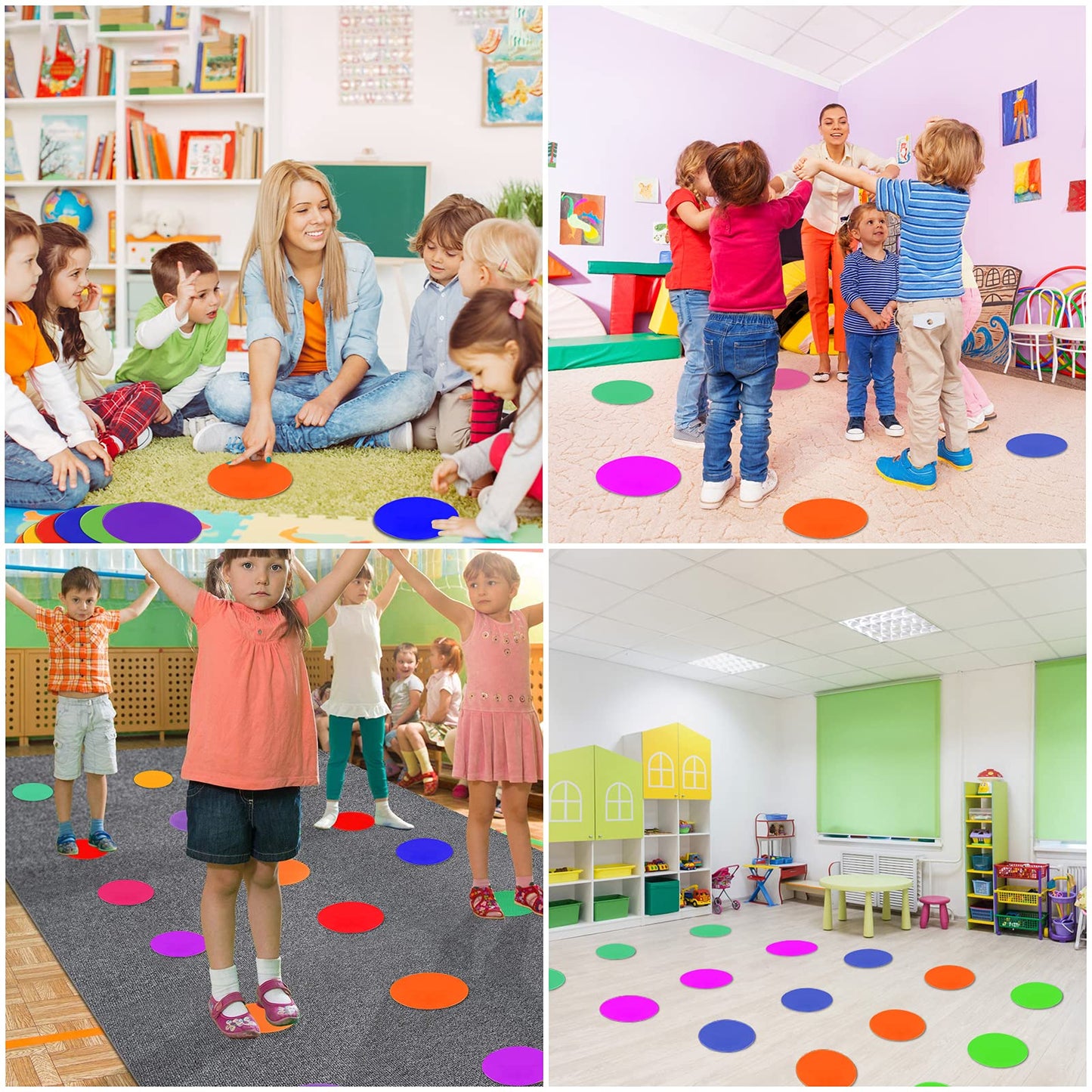 SIFENYU Poly Spot Markers Rubber Floor Dots 9 inch 24 Pcs Flat Cones Non-Slip Agility Markers Poly Spots for Gym Soccer Basketball Sports Speed Agility Training, Classroom Activities, Exercise Drills