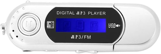 UCCKEYI 1PC 2.0 MP3 32GB 20 USB Digital Music Player Portable LCD Screen Support TF Card and FM Radio,Use Hours,Silver