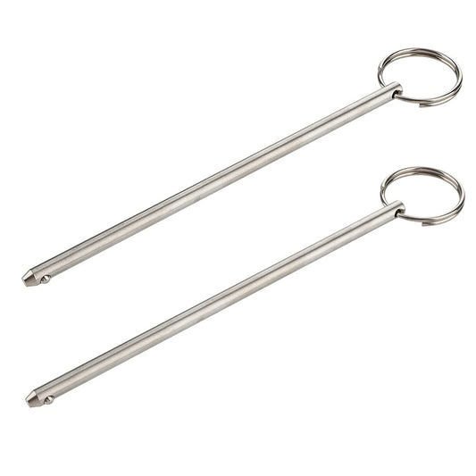 2 Pack Long Quick Release Pin, Diameter 0.236"(6mm), Usable Length 5-3/4"(146mm), Overall Length 6.3"(160mm), Full 316 Stainless Steel, Bimini Top Pin, Marine Hardware