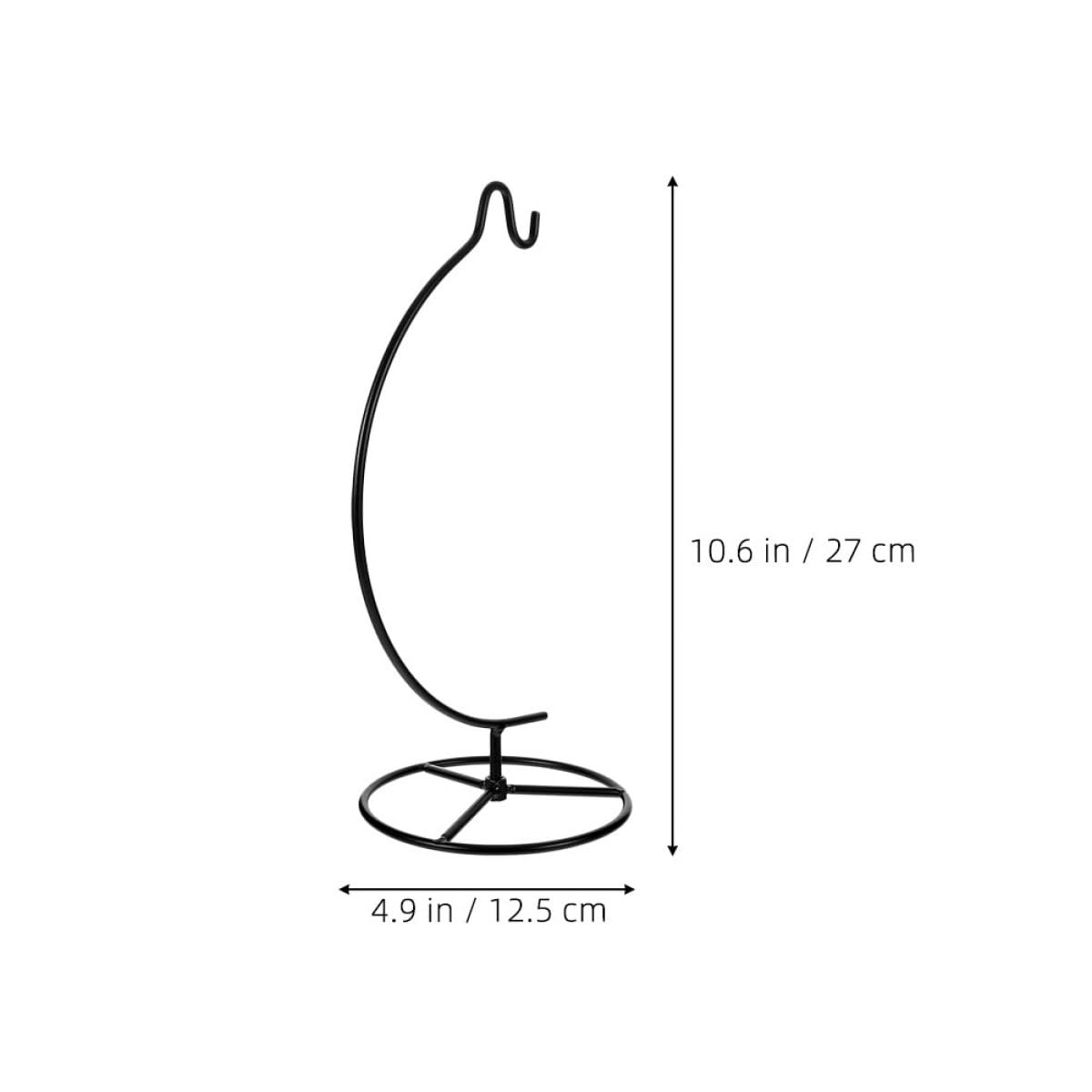PAMINGONO 2pcs Ornament Display Hanger Stand with Hooks, Iron Hanging Flower Stand for Air Plant Terrarium and Glass Globe, Black Crescent-shaped Indoor Home Decoration