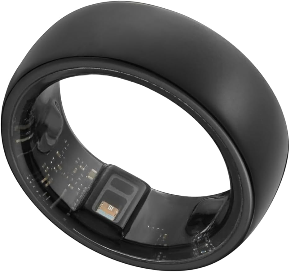 Smart Ring, Activity Trackers, Sleep Ring, Fitness Tracking, Stress Tracker, Heart Rate, Meditation, Temperature, Respiratory, No App Subscription, Women, Men, iOS, Android (Black, 8)