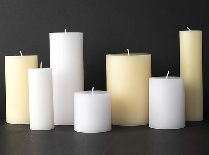 TAG Chapel 3X12 Ivory Pillar Paraffin Wax Candle Unscented Drip-Free Long Burning 175 Hours for Home Decor Wedding Parties Dining Dinner Kitchen Table Tabletop Living Room End Table Decor Decoration