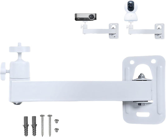 1/4" 360 (7.87" 1/4" Foldable Projector Wall Mount | White Heavy-Duty | Screw | Rotatable | Universal for Mini
