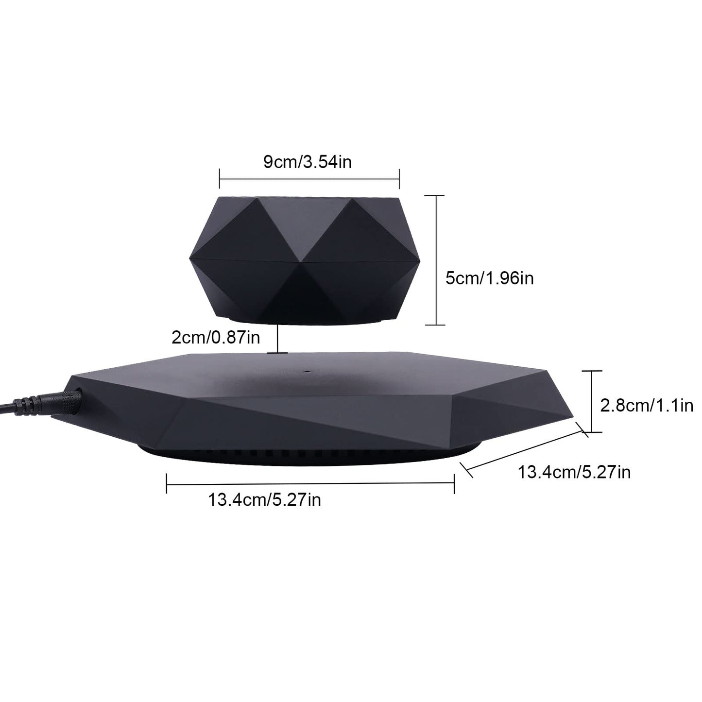 QQDETRR Magnetic Levitation Flower Pot, Floating Plant Pot with 360 Rotation, Modern Levitating Flowerpot for Succulents, ABS Magnetic Planter for Home Office Decor, Black