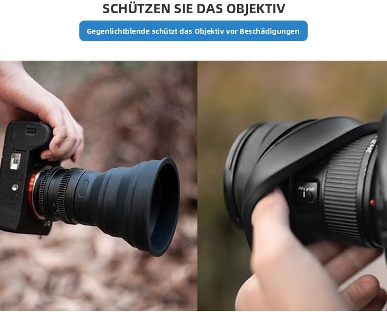 TONHOKJ 53mm-72mm Universal Silicone Lens Hood, Anti-Reflective Foldable Window Photography Hood for DSLR & Mirrorless