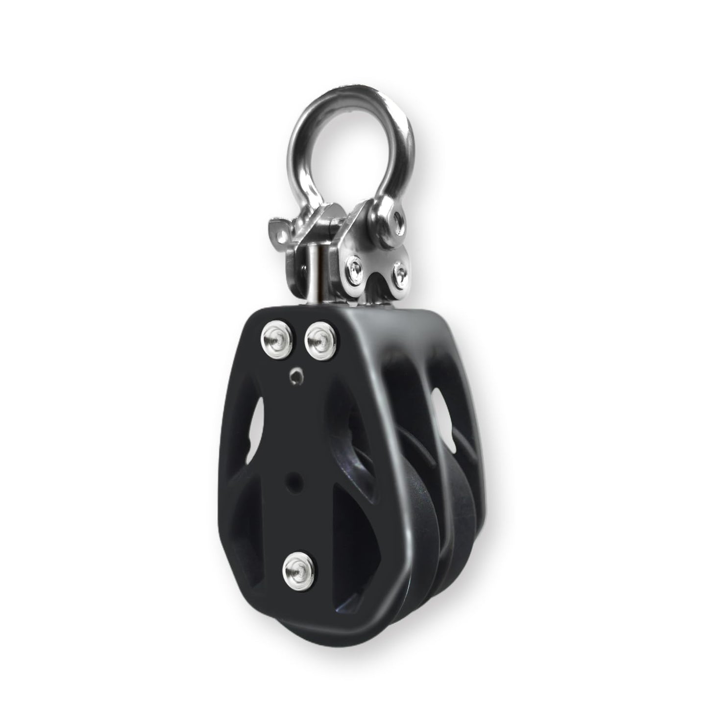 RiaYer 50mm Double Sheave Fixed Head Sailing Block, Marine Grade Pulley with T316 Stainless Steel Construction, 3100 lbs Breaking Load, Fits 1/2" (12mm) Line - Professional Boat Hardware-HL002