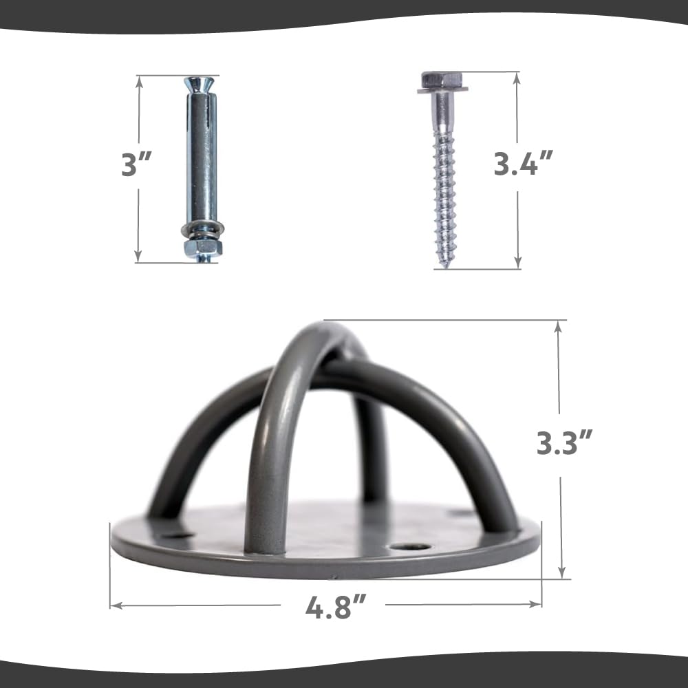 Ceiling Hooks - Industrial Strength Hold Up to 600 lbs, Includes Anchors & Bolts Yoga Starter Set - Suitable for Gym Rings, Suspensions, Indoor/Outdoor Use