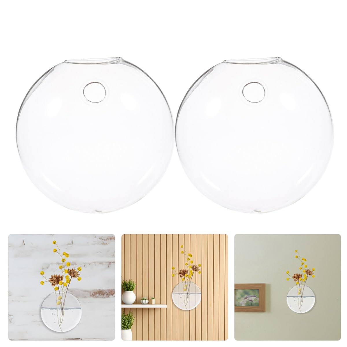 VALICLUD 4pcs Wall Mounted Glass Planter Terrarium Hydroponic Plant Vase Set for Indoor Home Office Decor