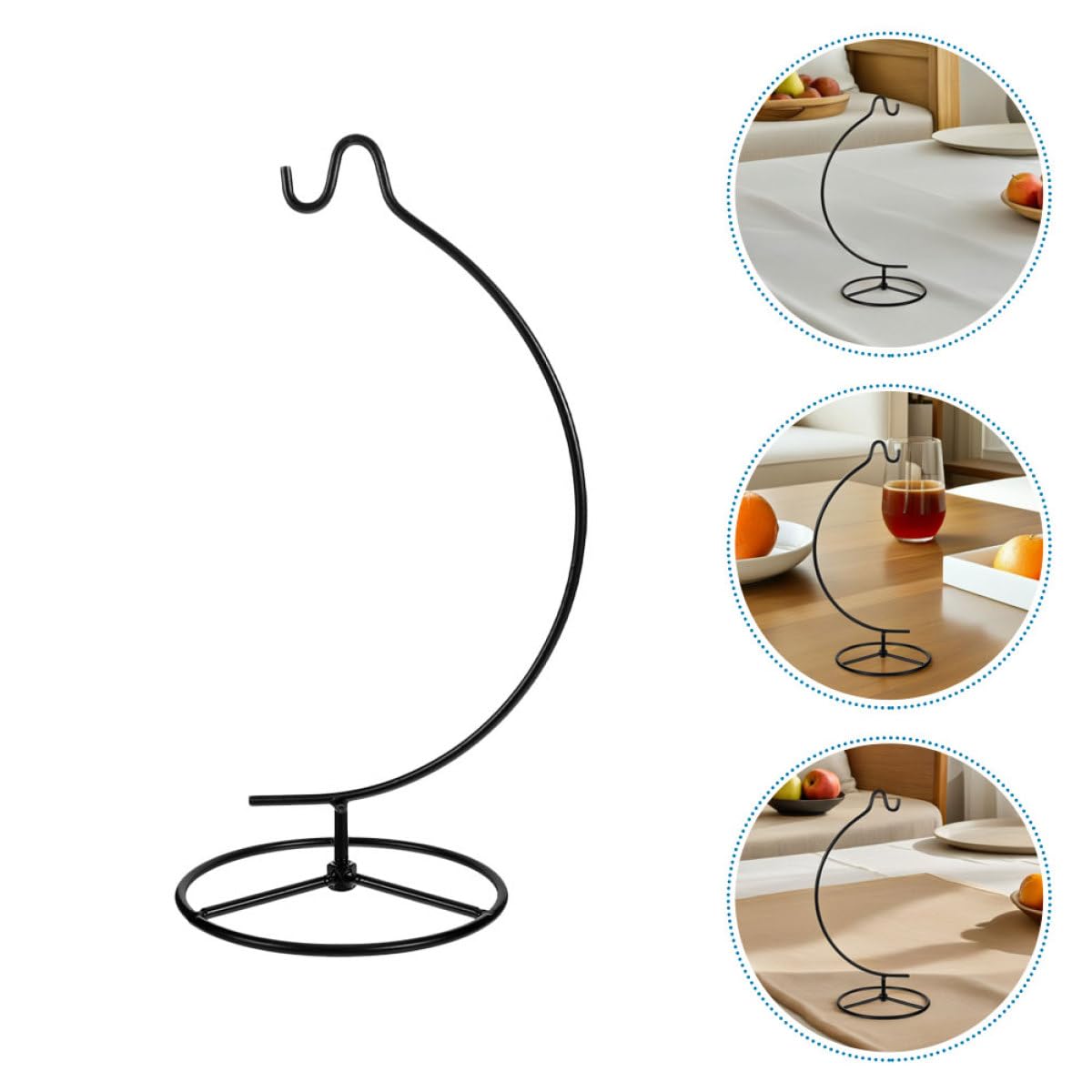 SOLUSTRE Ornament Display Hanger and Micro Landscape Bottle Hanger, 2pcs Iron Hanging Hook Stand for Glass Globe Air Plant Terrarium, Black Metal Rack for Home Décor and Wedding Decoration