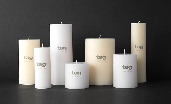 tag Chapel 4X6 Ivory Pillar Paraffin Wax Candle Unscented Drip-Free Long Burning 130 Hours for Home Decor Wedding Parties 4x6 Ivory