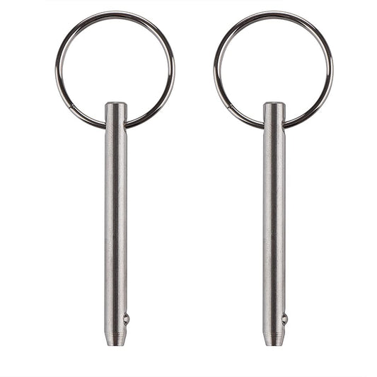 2 Pack Quick Release Pin, Diameter 3/16"(4.8mm), Overall Length 2"(51mm), Usable Length 1-1/2"(38mm), Full 316 Stainless Steel, Bimini Top Pin, Marine Hardware